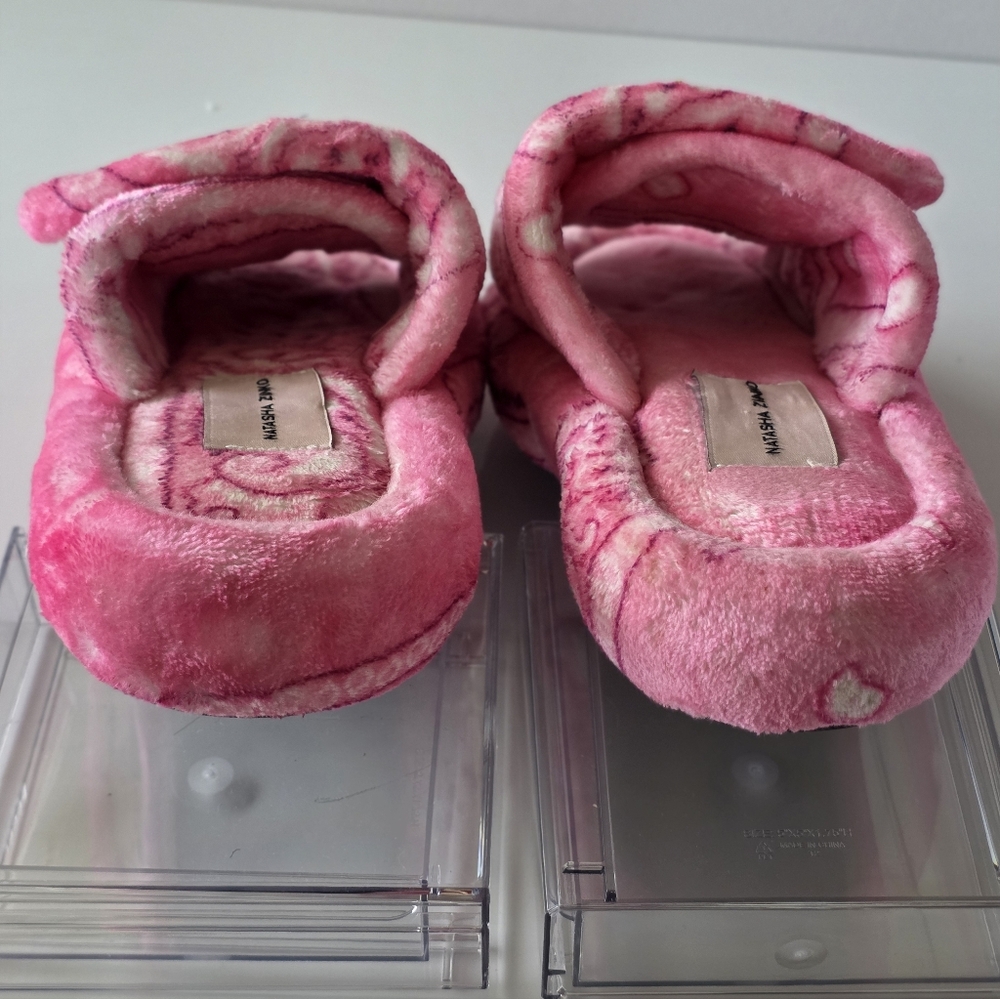 NATASHA ZINKO PINK BANDANA PRINT VOLUME PLATFORM SLIDES 9 - Picture 7 of 12